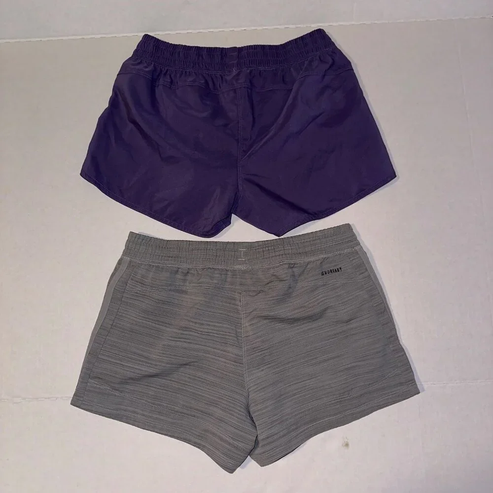 Adidas Aeroready Lot of 2 Athletic Pull On Shorts Purple Gray Womens Small - Picture 11 of 13
